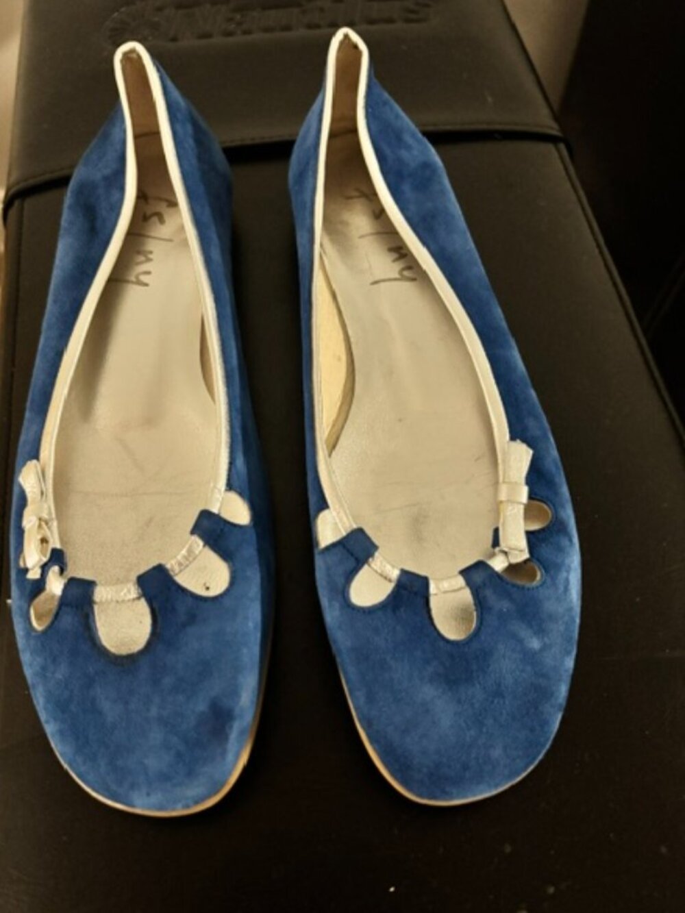 French Sole NY Blue and Silver Suede Ballet Flats- Size 8.5